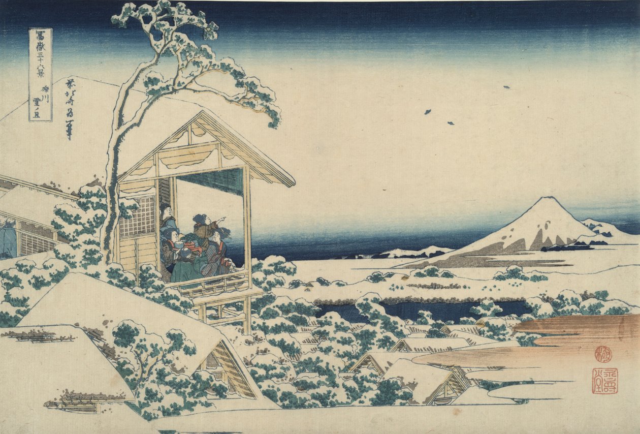 Fuji de Koishikawa en una mañana nevada, de la serie Treinta y seis vistas del monte Fuji de Katsushika Hokusai