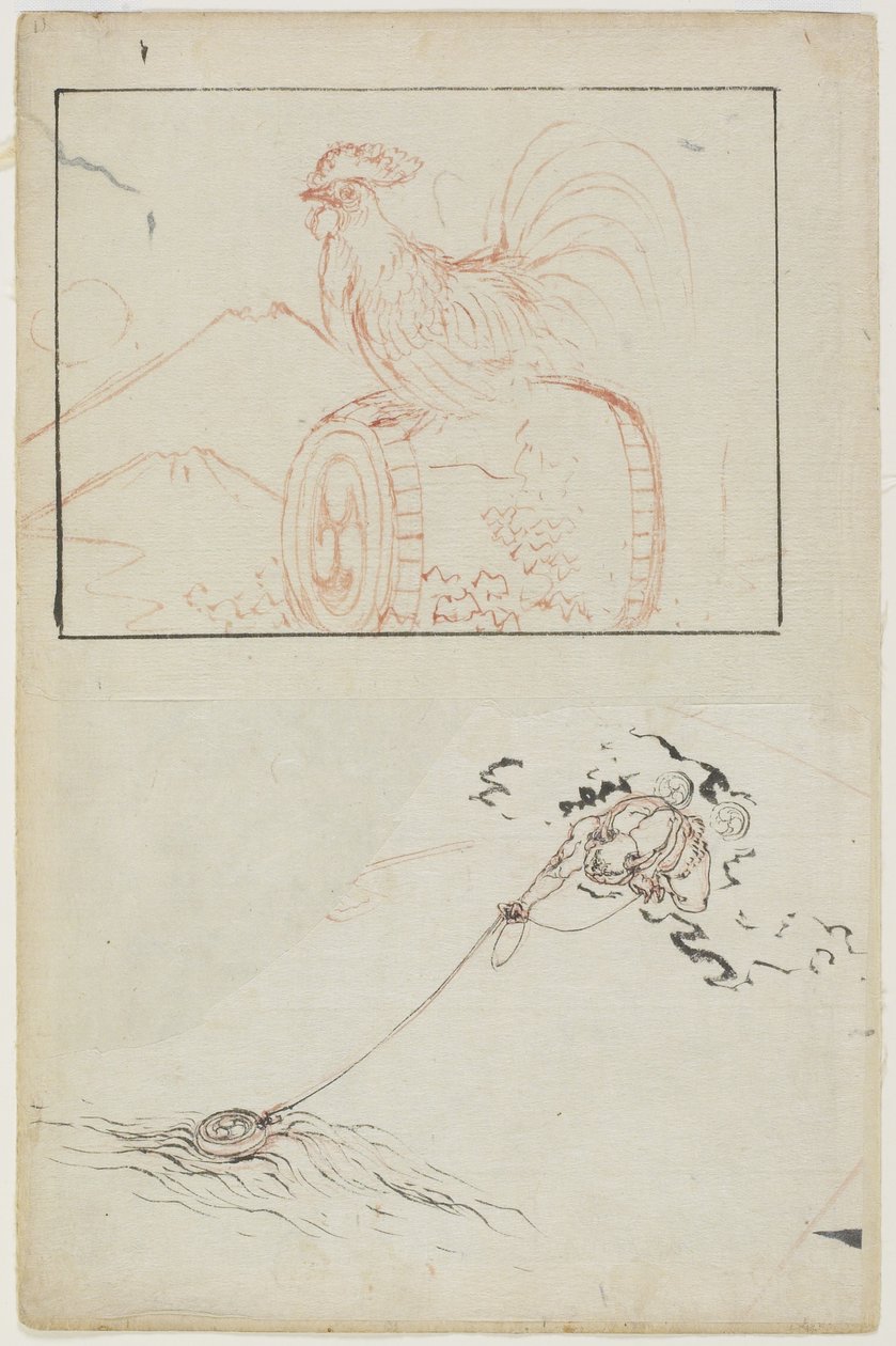 Dios del Trueno y su tambor de Katsushika Hokusai