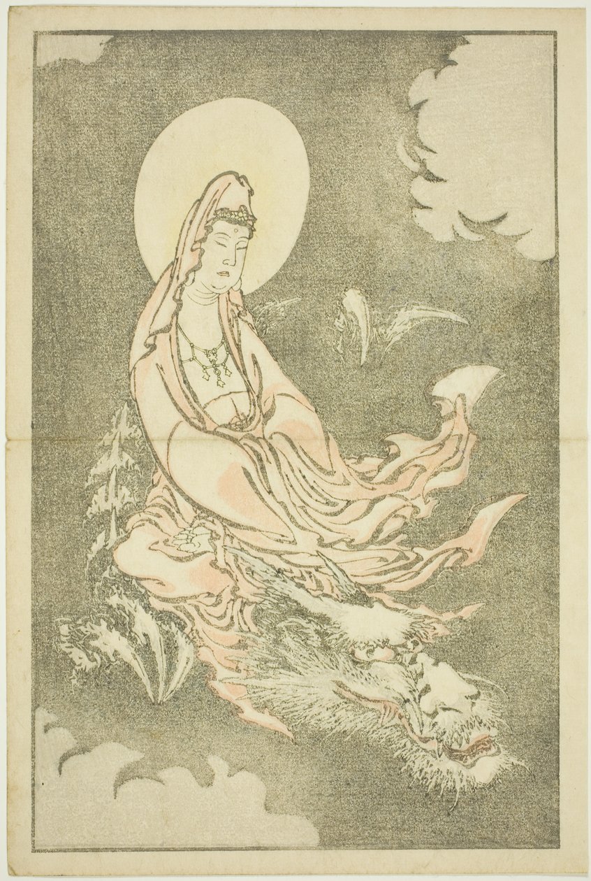 Diosa montando un dragón, del libro de pinturas realistas de Hokusai de Katsushika Hokusai