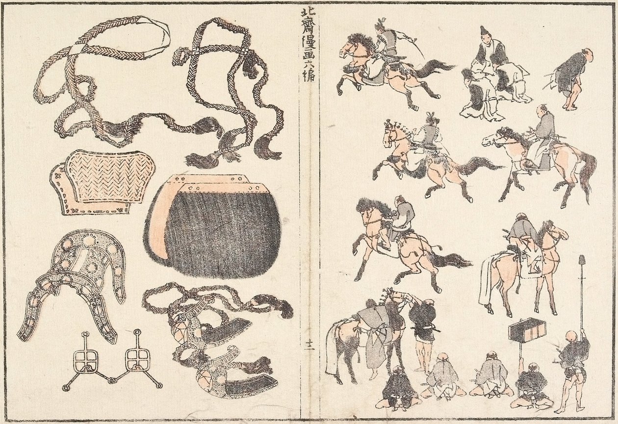 Jinetes y arneses de Katsushika Hokusai