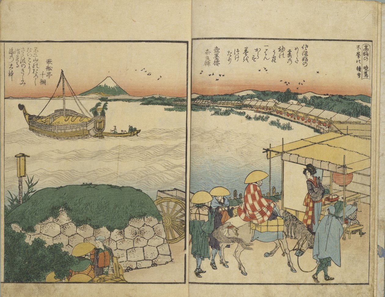 Libro ilustrado con vistas de ambas orillas del río Sumida de Katsushika Hokusai