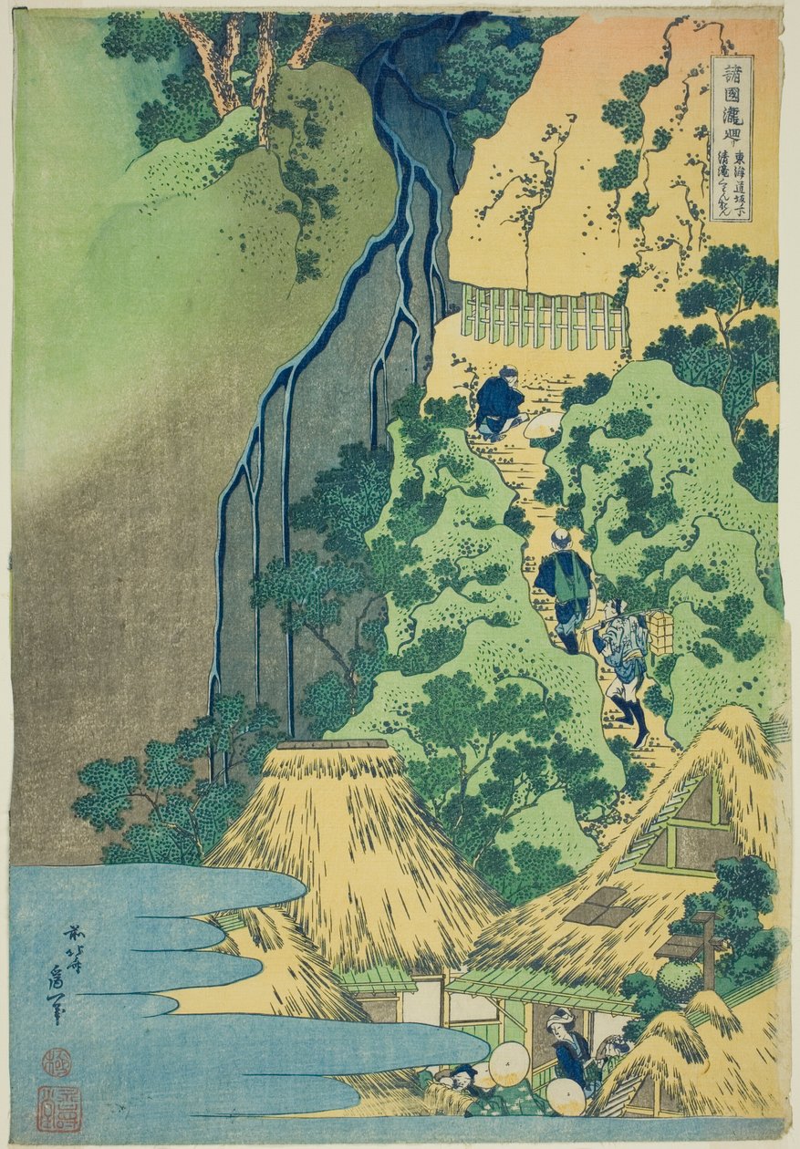 Santuario Kannon en las cataratas Kiyo en Sakanoshita en el Tōkaidō, de la serie Recorrido por las cascadas en varias provincias (Shokoku taki meguri) de Katsushika Hokusai