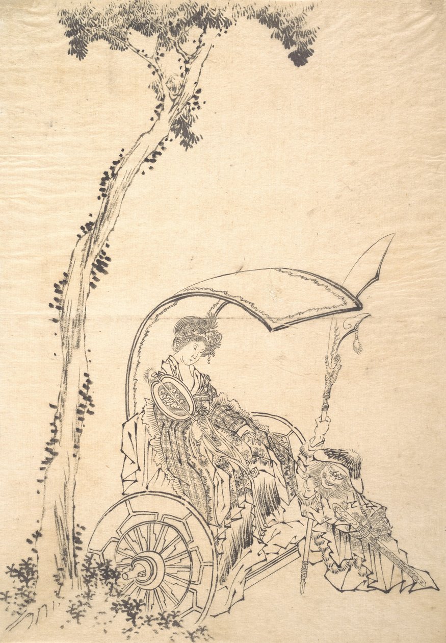 Dama en un carro de Katsushika Hokusai