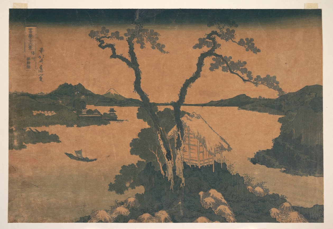 El lago Suwa, en la provincia de Shinano (Shinshū Suwako), de la serie «Las treinta y seis vistas del monte Fuji» (Fugaku sanjūrokkei) de Katsushika Hokusai