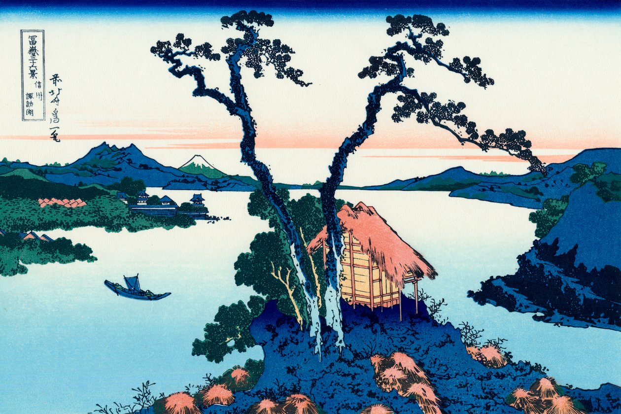 Lago Suwa en la provincia de Shinano, 1830-1833 de Katsushika Hokusai