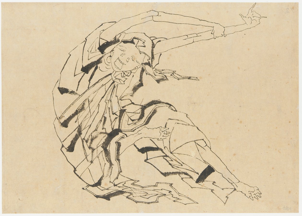 Hombre de brazos largos estirándose, período Edo, siglo XIX de Katsushika Hokusai