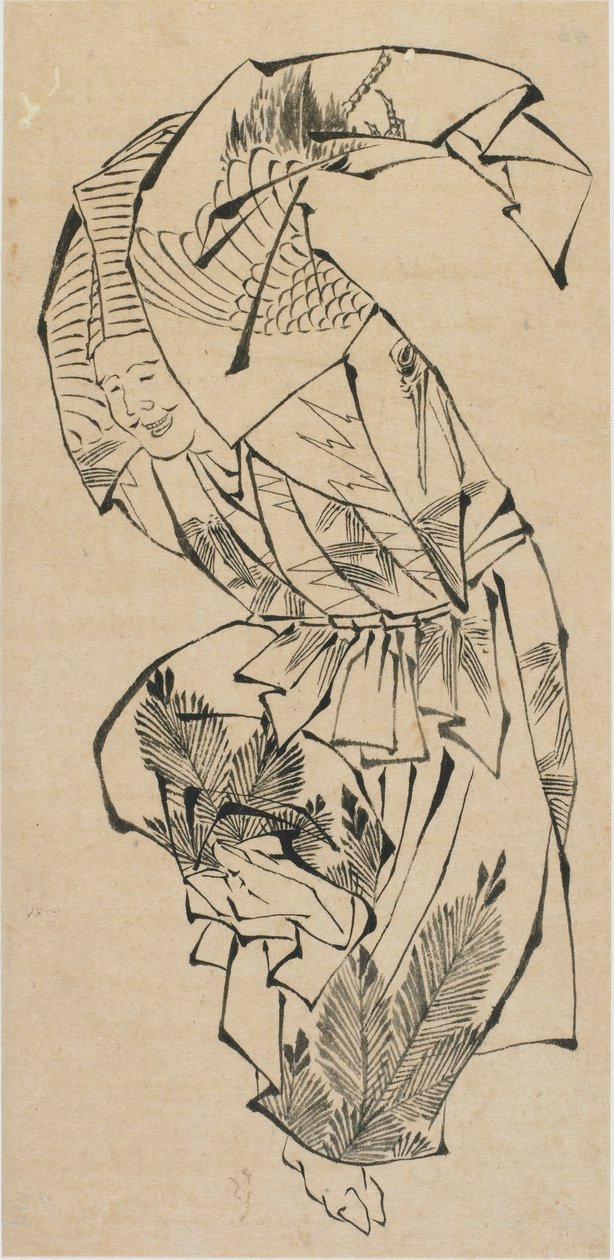 Bailarín masculino, Manzai, finales del siglo XVIII-principios del siglo XIX de Katsushika Hokusai