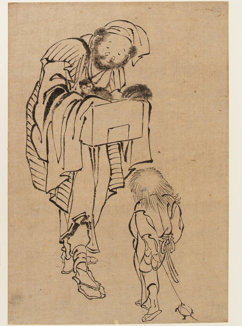 Hombre y niño, Periodo Edo de Katsushika Hokusai