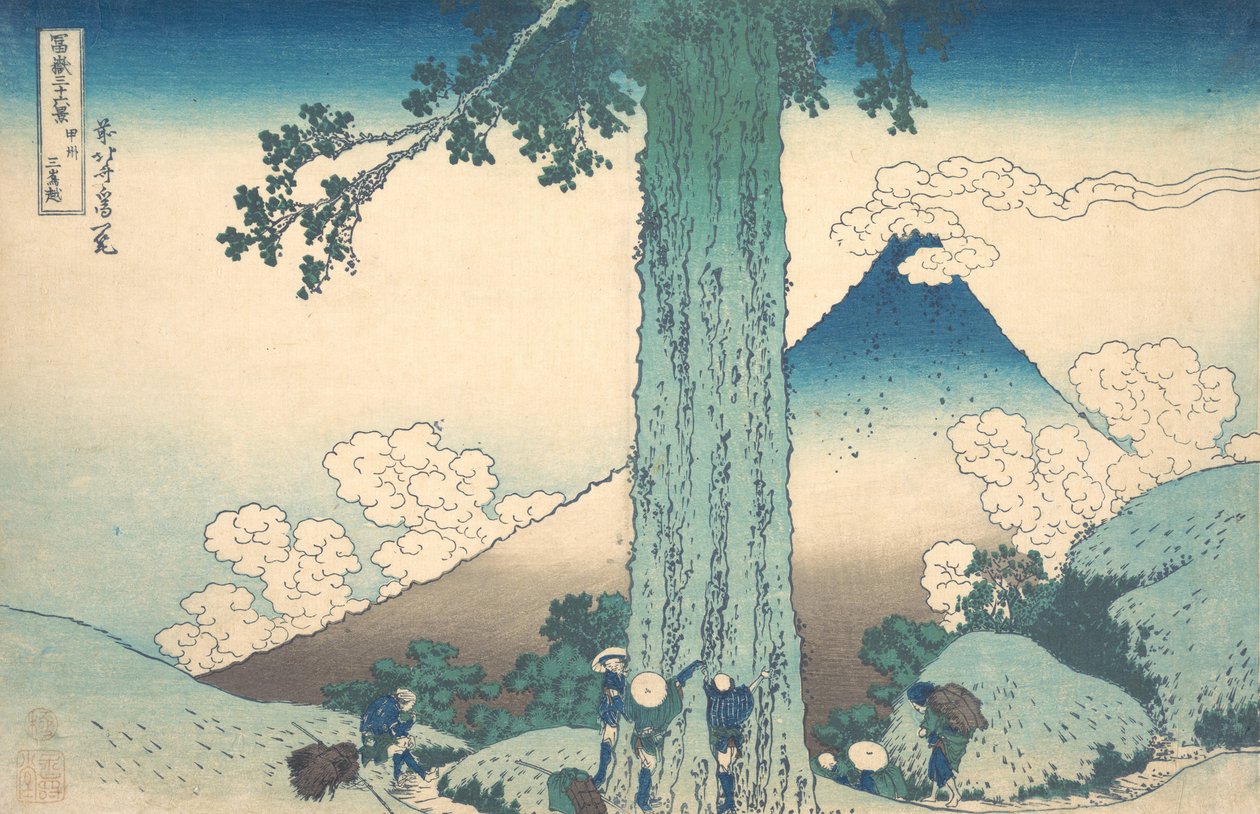 Paso de Mishima en la provincia de Kai Koshu Mishima goe, de la serie Treinta y seis vistas..., ca. 1830-32 de Katsushika Hokusai