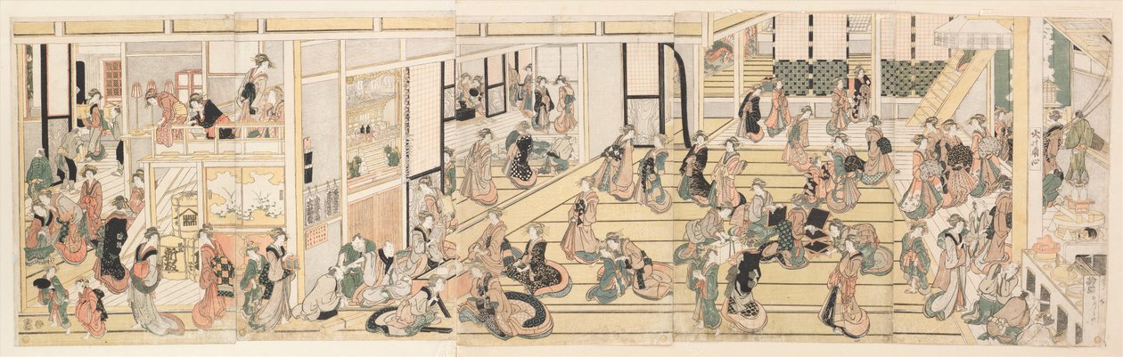 El día de Año Nuevo en el burdel Ōgiya, en Yoshiwara de Katsushika Hokusai