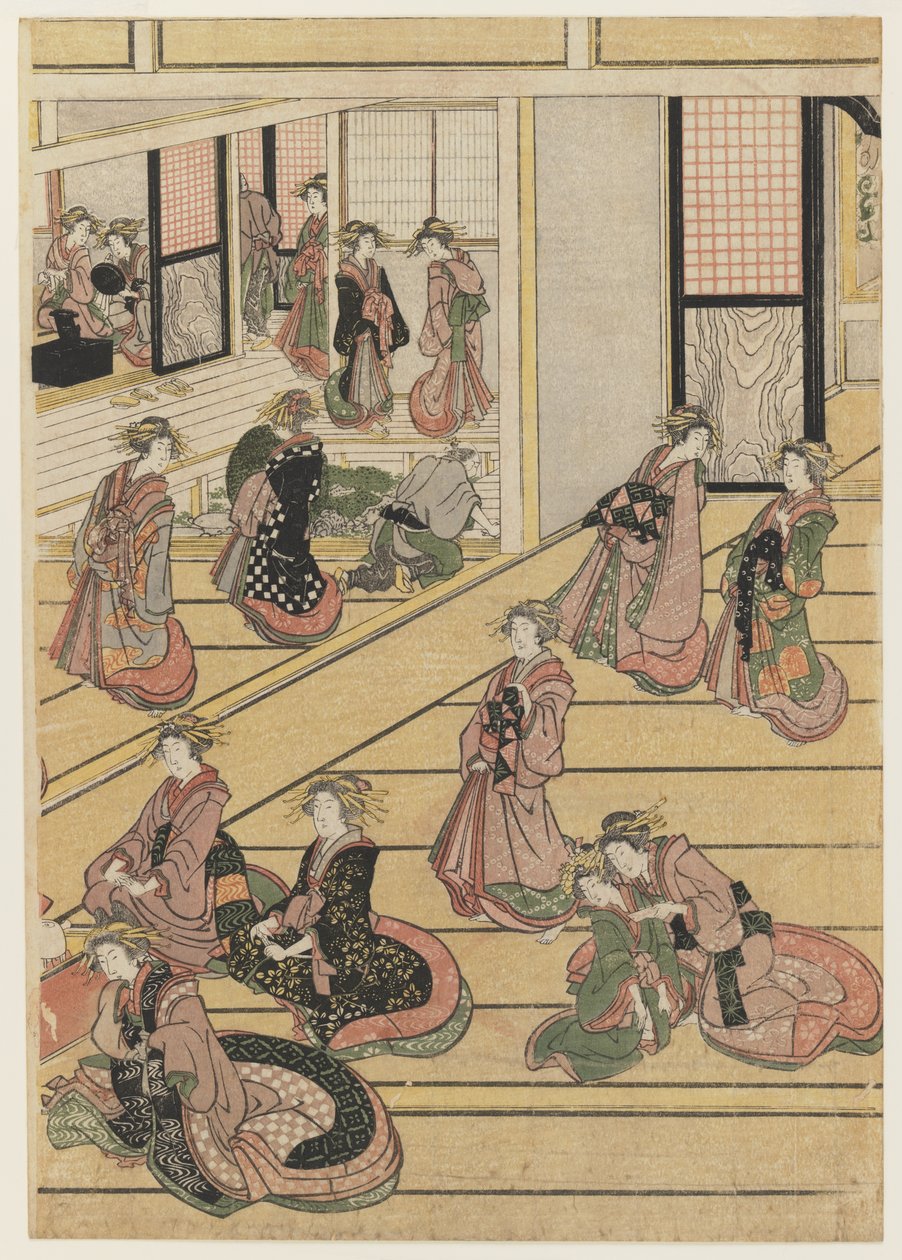 Días de Año Nuevo en la Casa de Té Ogi-ya. c.1810 de Katsushika Hokusai