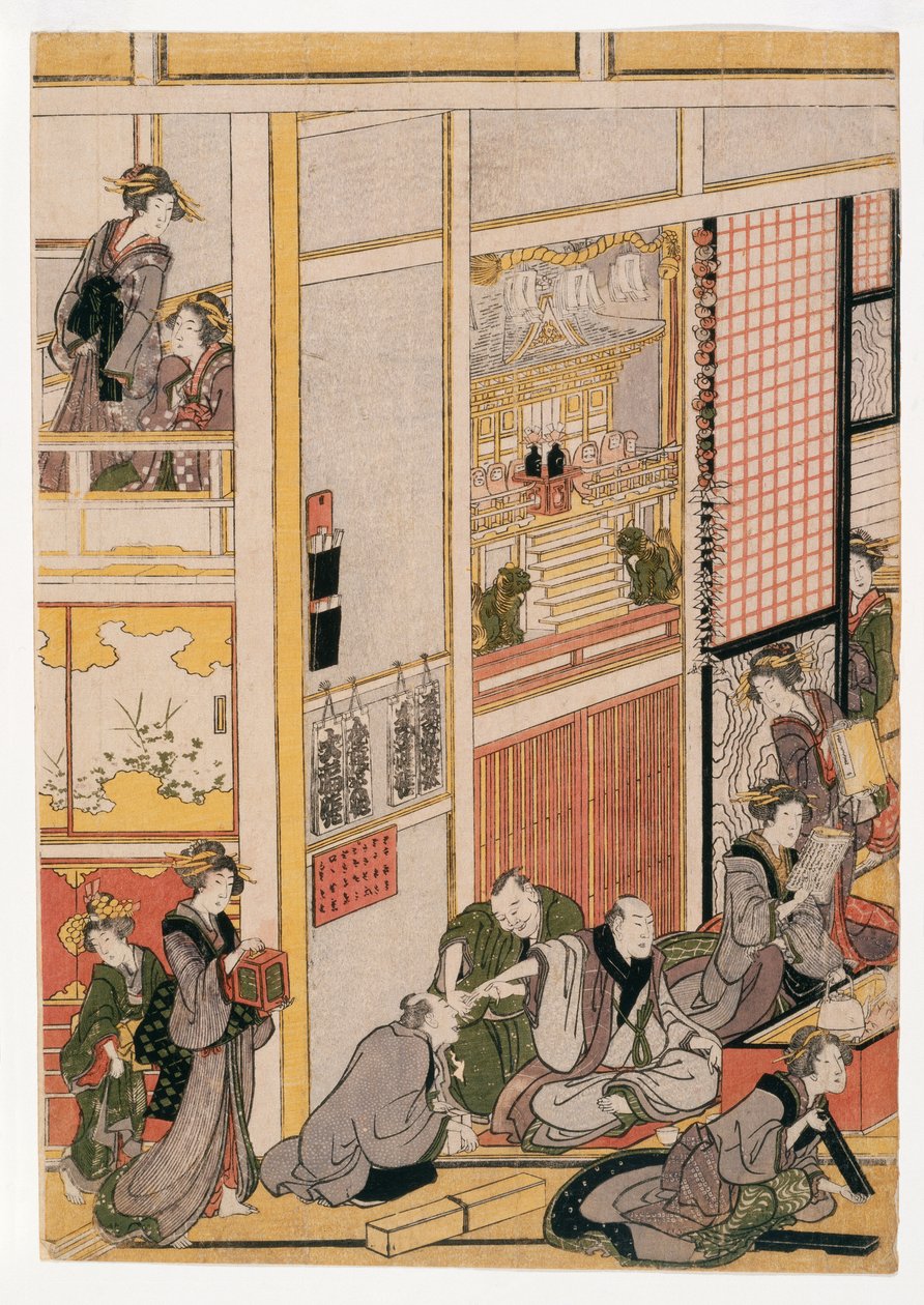 Días de Año Nuevo en la casa de té Ogi-ya, c.1810 de Katsushika Hokusai