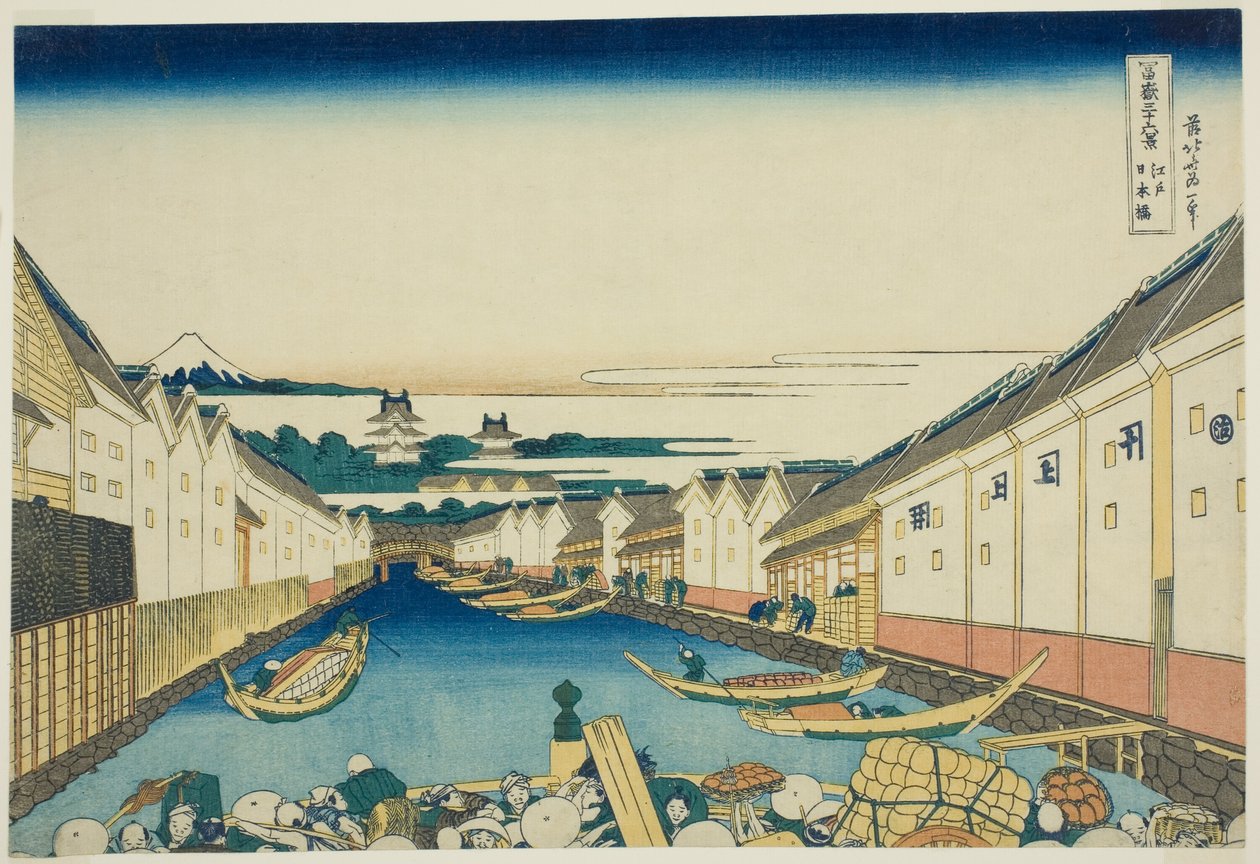 Puente Nihonbashi en Edo, de la serie "Treinta y seis vistas del Monte Fuji" de Katsushika Hokusai