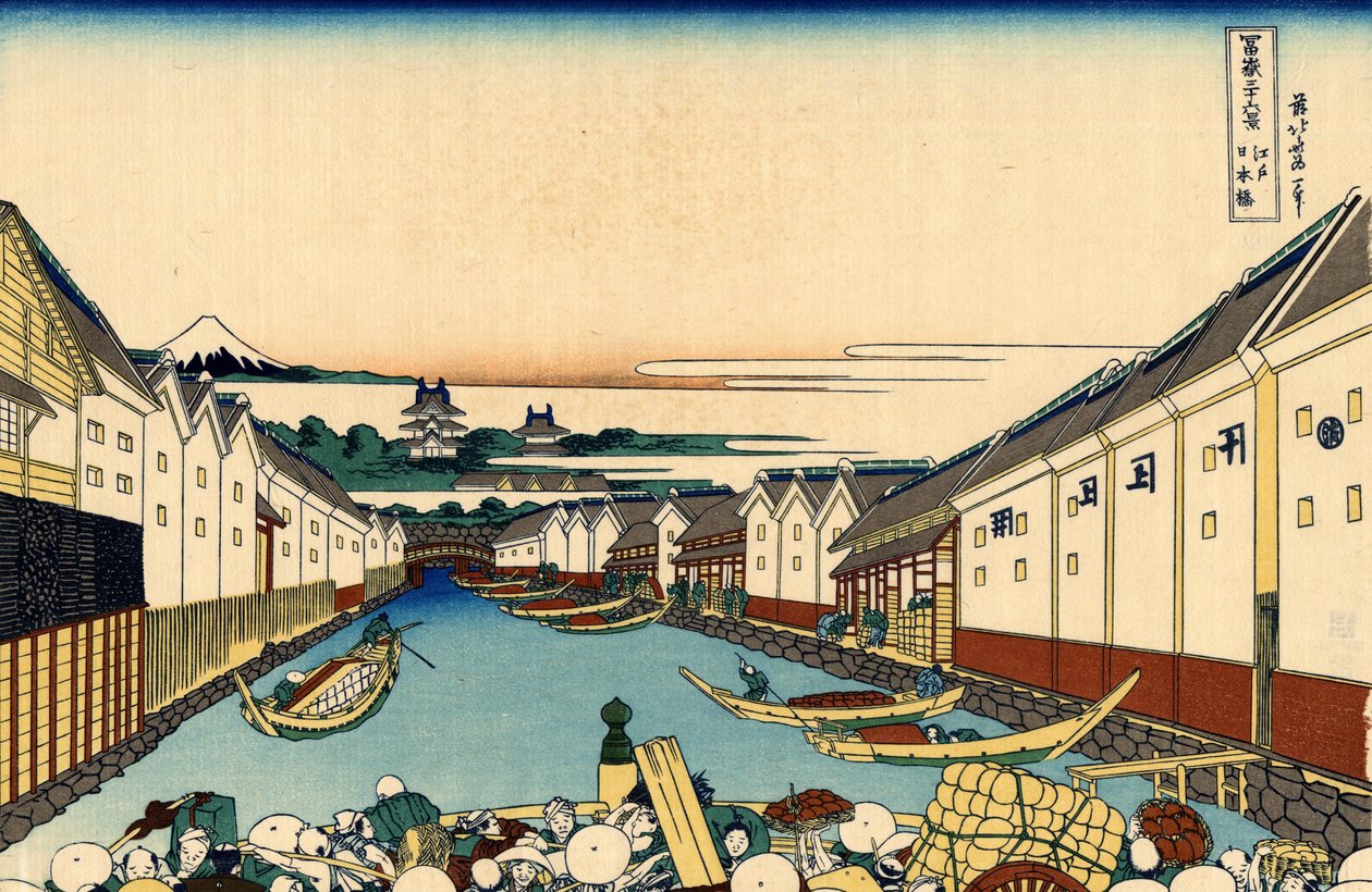 Puente Nihonbashi en Edo, c.1830 de Katsushika Hokusai
