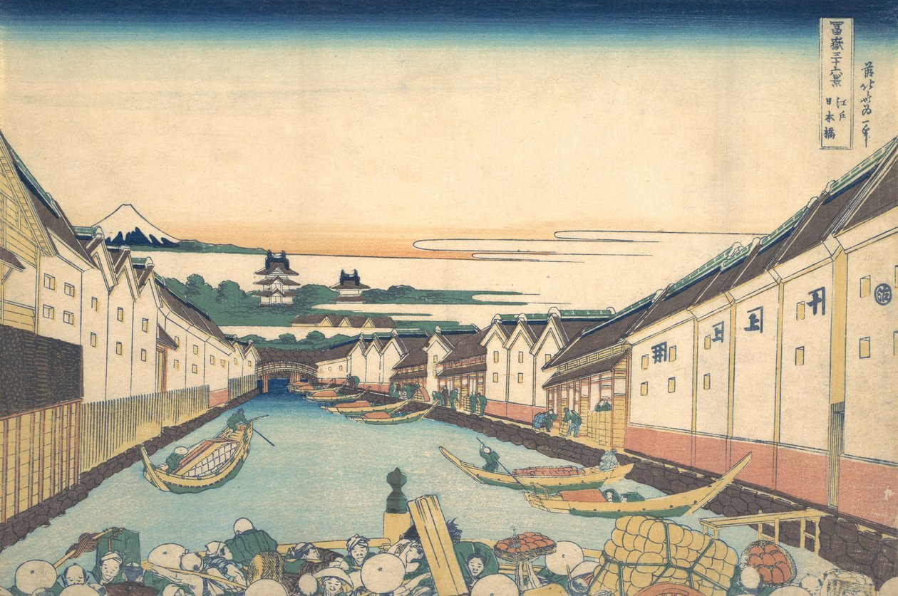Nihonbashi en Edo, de la serie Treinta y seis vistas del monte Fuji, ca. 1830-32 de Katsushika Hokusai