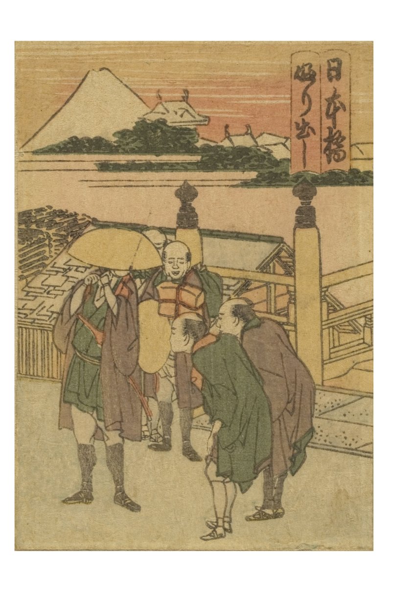 Estación Nihonbashi de la serie 53 estaciones del Tokaido impreso en color de Katsushika Hokusai