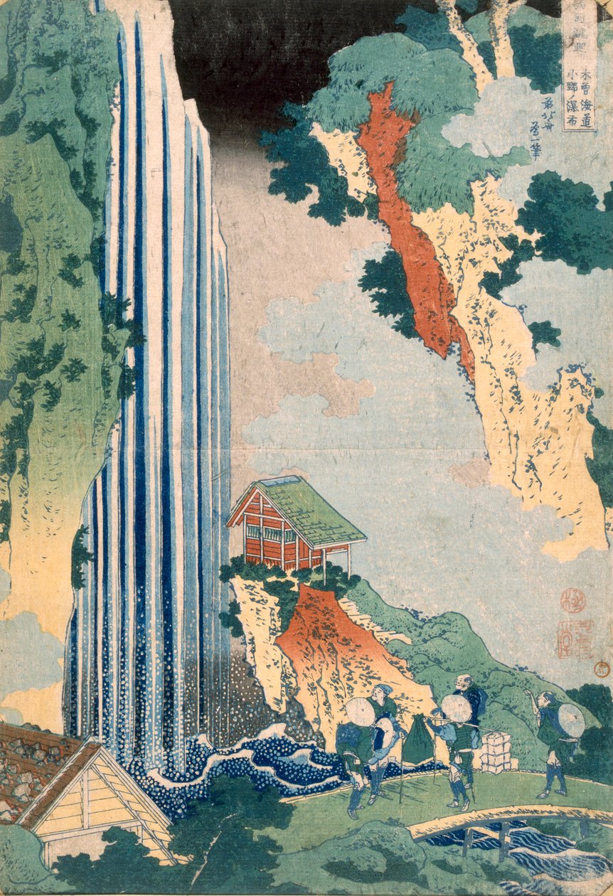 Cascada Ona en el Kisokaido, 1827 de Katsushika Hokusai
