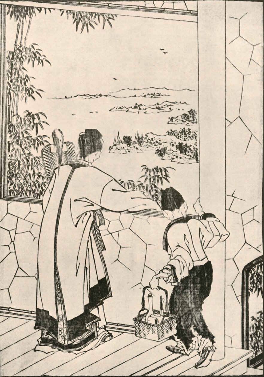 Personas mirando por una ventana, finales del siglo XVIII-principios del siglo XIX, 1924 de Katsushika Hokusai