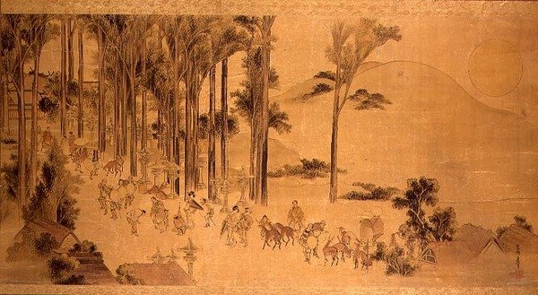 Peregrinos en el Santuario Kasuga de Katsushika Hokusai