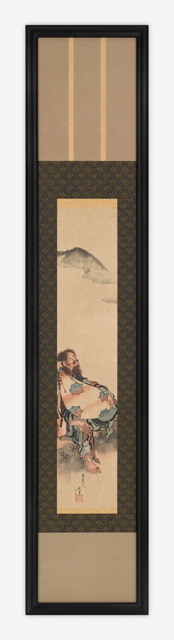 Poeta Semimaru con su laúd en una bolsa de Katsushika Hokusai