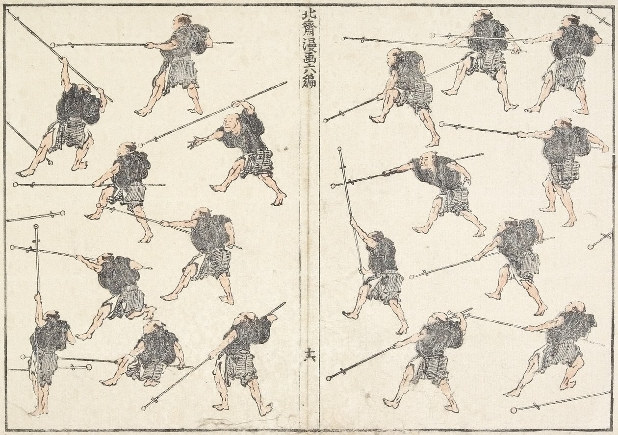 Práctica de Espada de Mango Largo, 1817 de Katsushika Hokusai