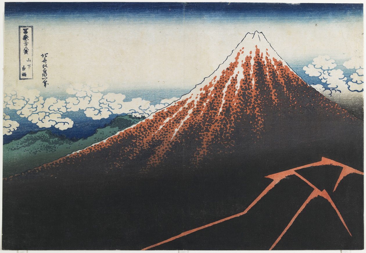 Tormenta bajo la cumbre, 1831-1834 de Katsushika Hokusai