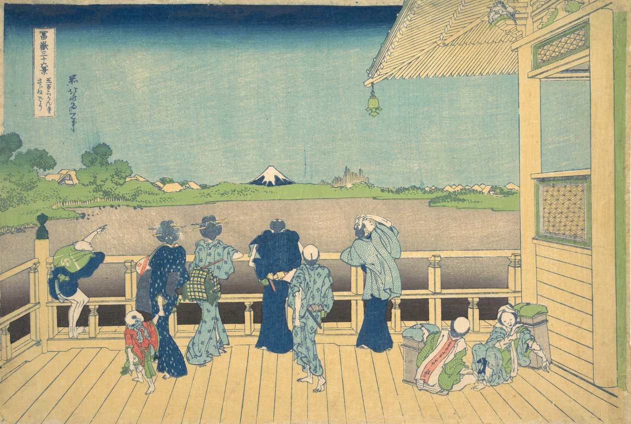 Sala Sazai en el Templo de los Quinientos Arhats Gohyaku Rakanji Sazaido, ca. 1830-32 de Katsushika Hokusai