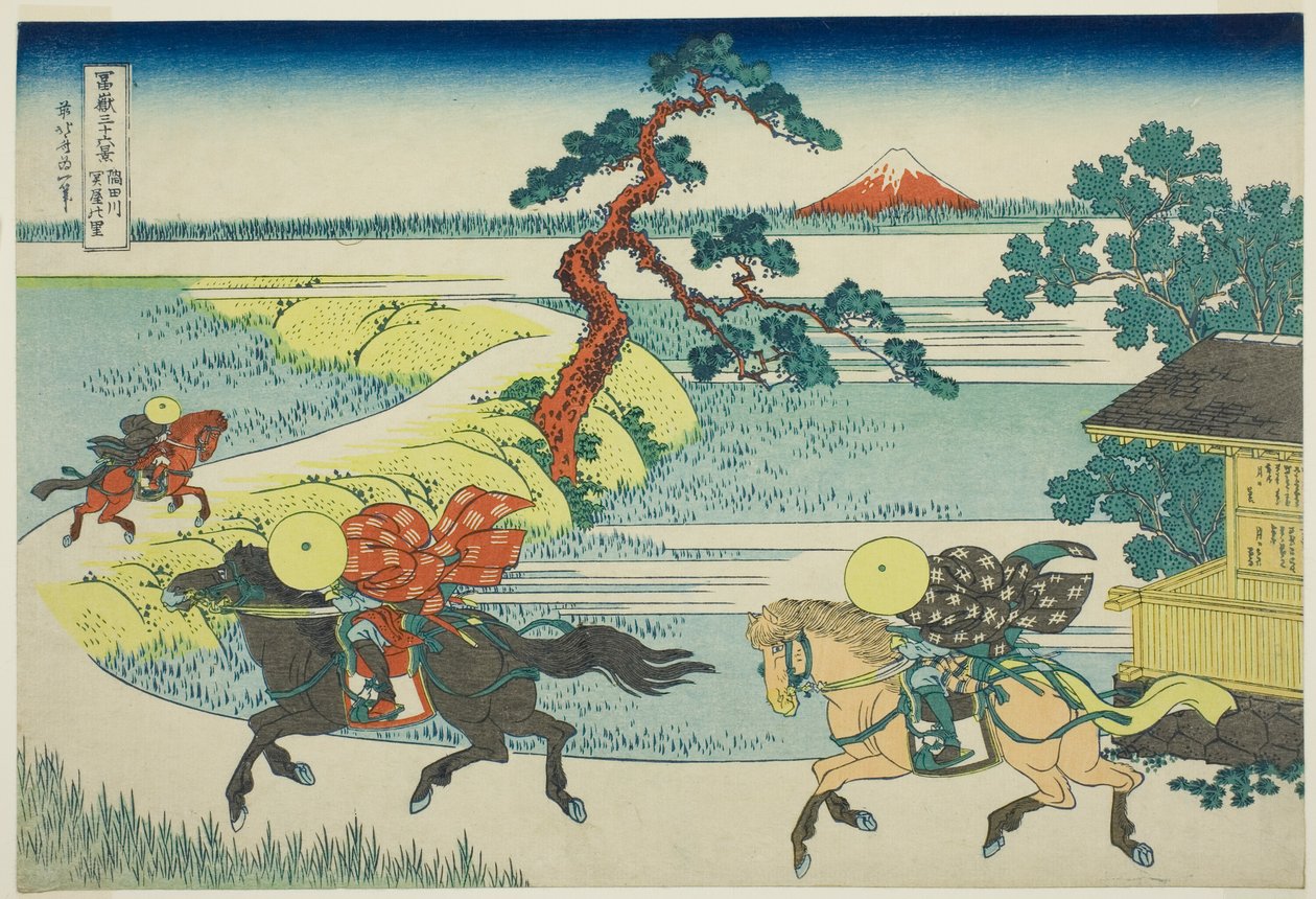 Aldea Sekiya en el río Sumida (Sumidagawa Sekiya no sato), de la serie Treinta y seis vistas del monte Fuji (Fugaku sanjurokkei) de Katsushika Hokusai