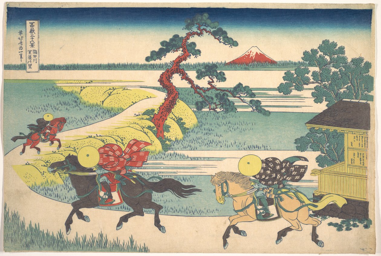 El pueblo de Sekiya a orillas del río Sumida (Sumidagawa Sekiya no sato), de la serie «Las treinta y seis vistas del monte Fuji» (Fugaku sanjūrokkei) de Katsushika Hokusai