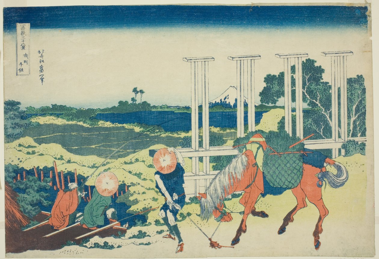 Senju en la provincia de Musashi (Bushu Senju), de la serie "Treinta y seis vistas del monte Fuji (Fugaku sanjurokkei)" de Katsushika Hokusai