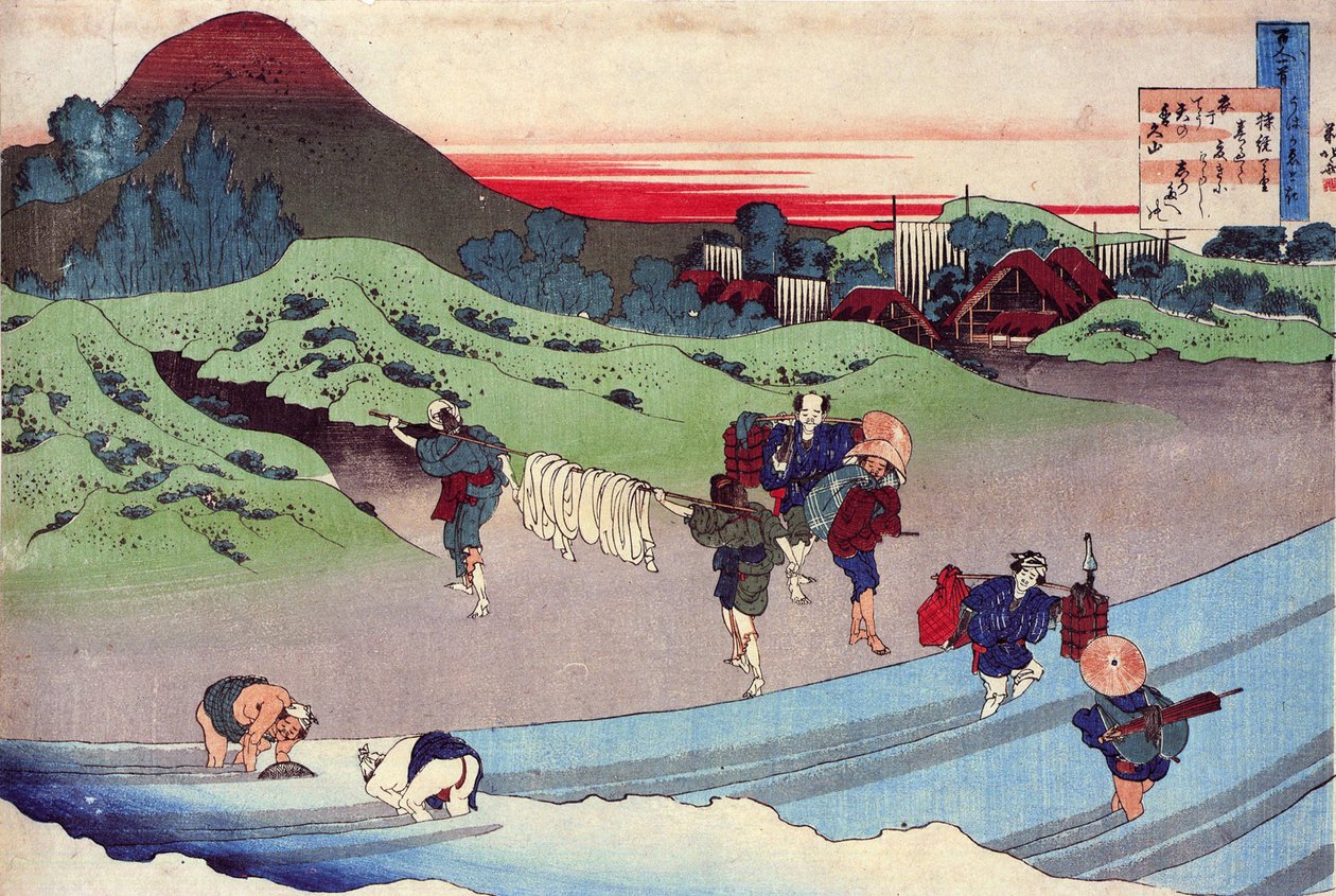 "" Serie de cien poemas de cien poetas: ""Jito Tenno"" Impresión de Katsushika Hokusai (1760-1849) (escuela ukiyo-e) alrededor de 1830 State Hermitage San Petersburgo Rusia de Katsushika Hokusai