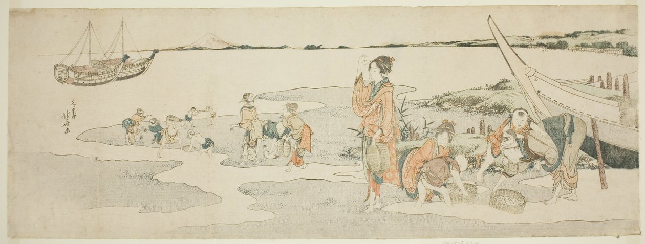 Recolección de mariscos de Katsushika Hokusai