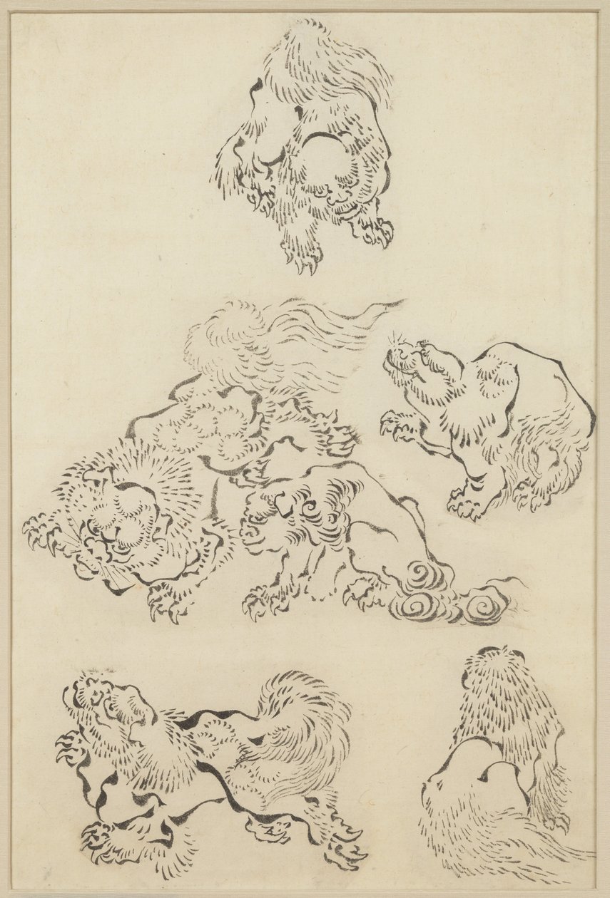 Seis Leones de Katsushika Hokusai