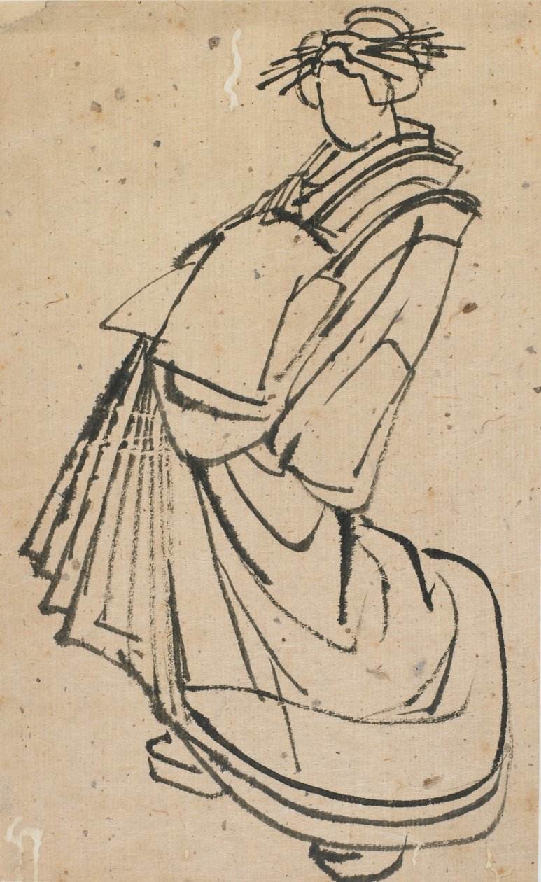 Boceto de una cortesana, finales del siglo XVIII-principios del siglo XIX de Katsushika Hokusai