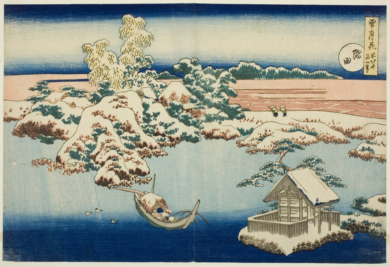 Nieve en el río Sumida, de la serie «Nieve, luna y flores» de Katsushika Hokusai