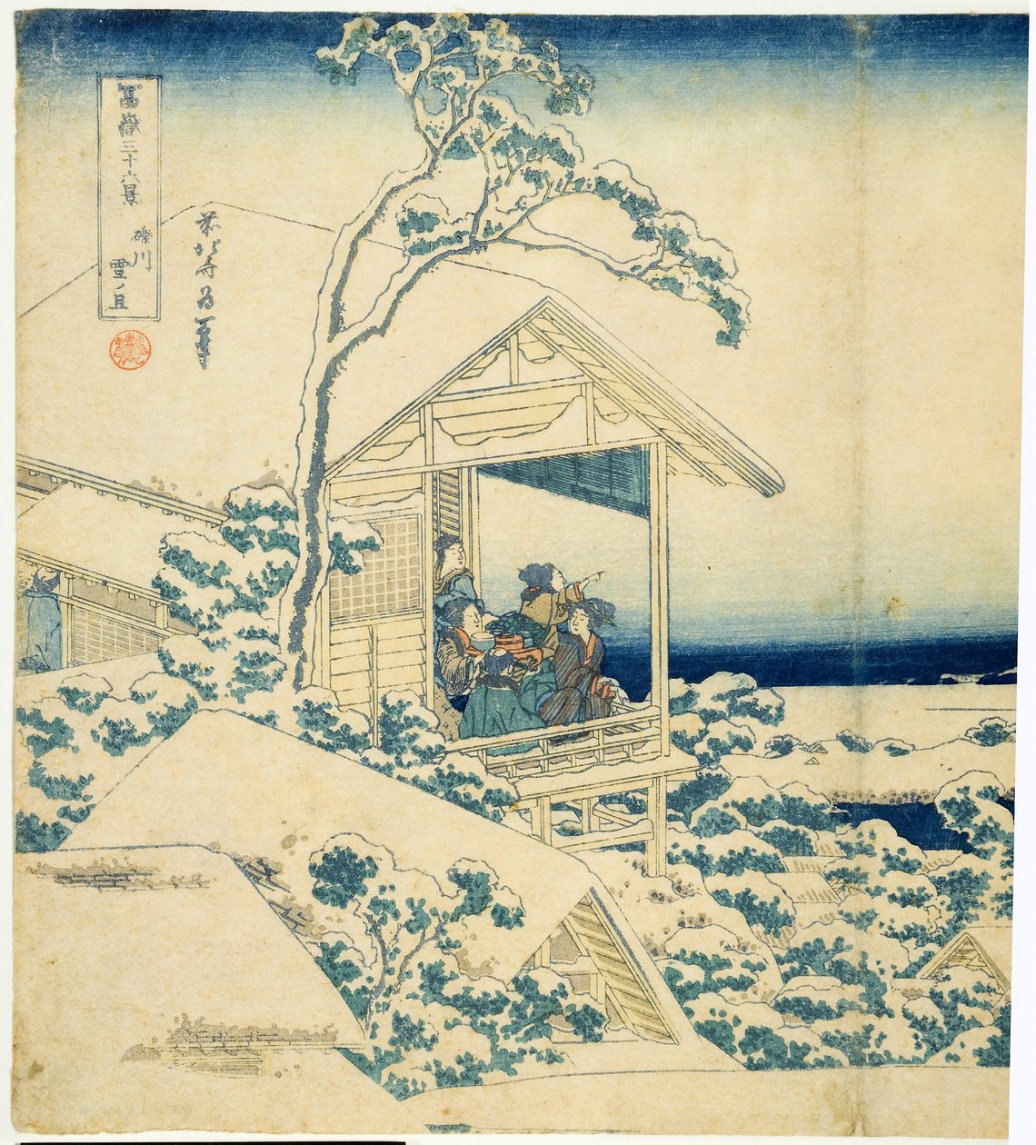 Mañana nevada en Koishikawa, c.1831-34 de Katsushika Hokusai