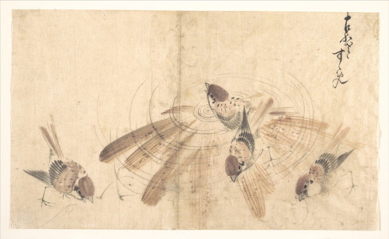 Gorriones de Katsushika Hokusai
