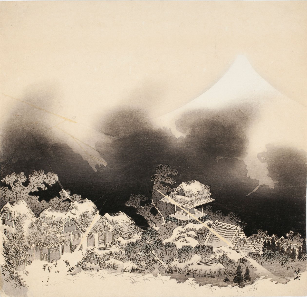 Tormenta en las montañas de Katsushika Hokusai