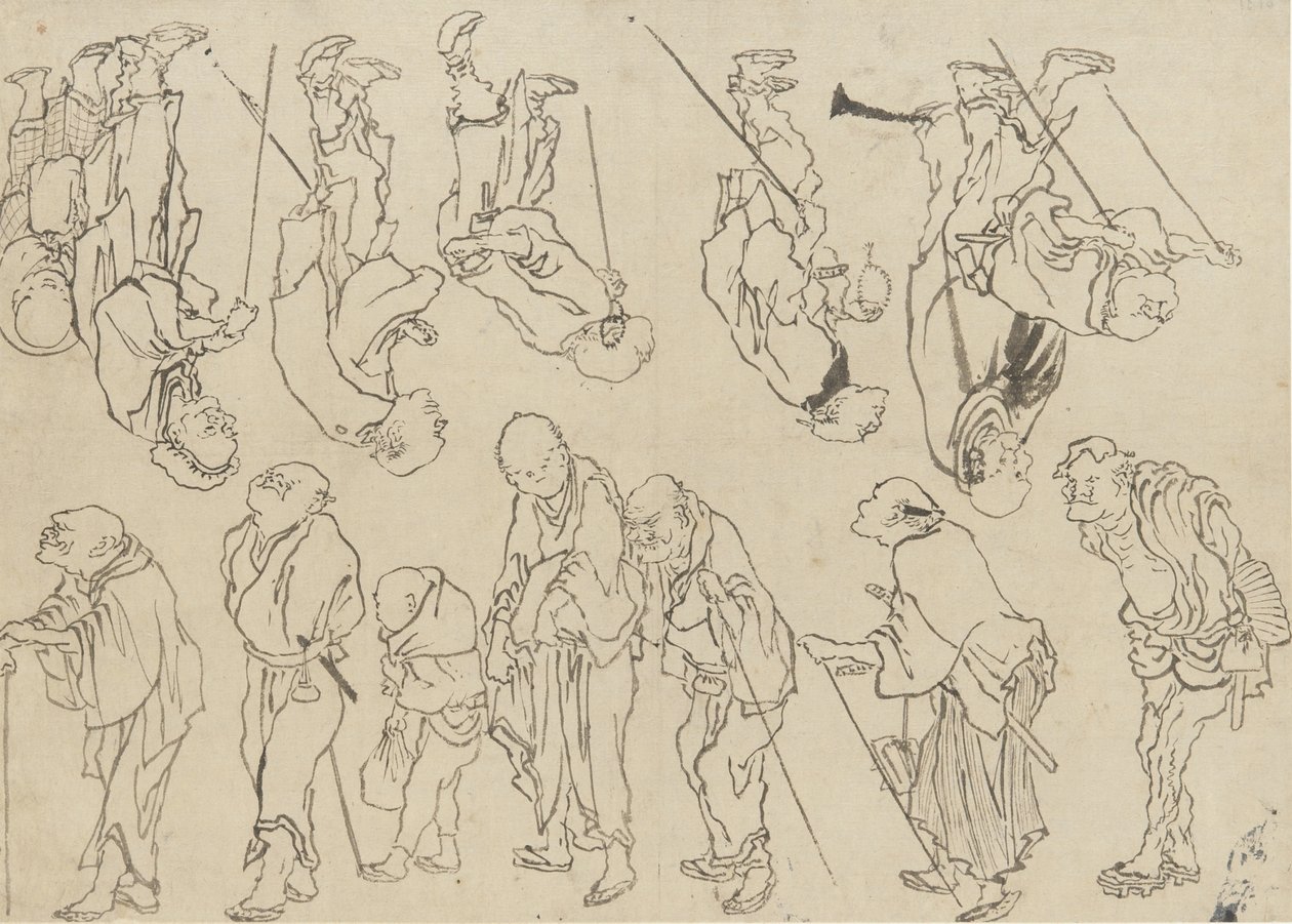 Estudios de peregrinos cojos, período Edo de Katsushika Hokusai