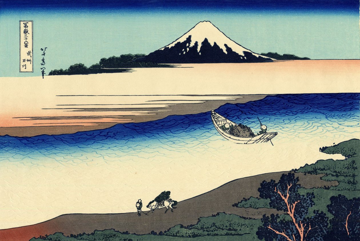 Río Tama en la provincia de Musashi, c.1830 de Katsushika Hokusai