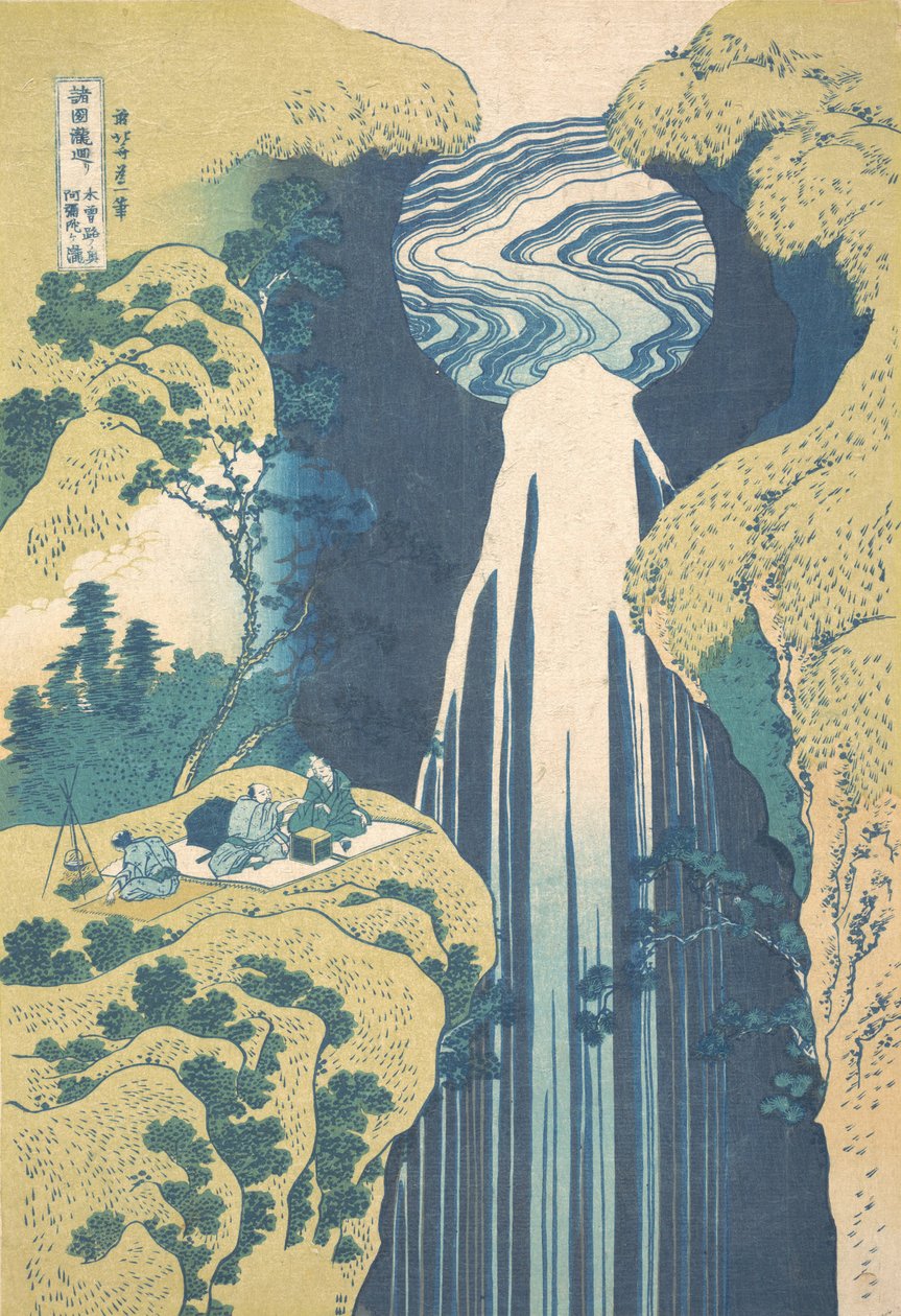 Las cataratas de Amida en los confines de la carretera de Kisokaido, ca. 1827 de Katsushika Hokusai