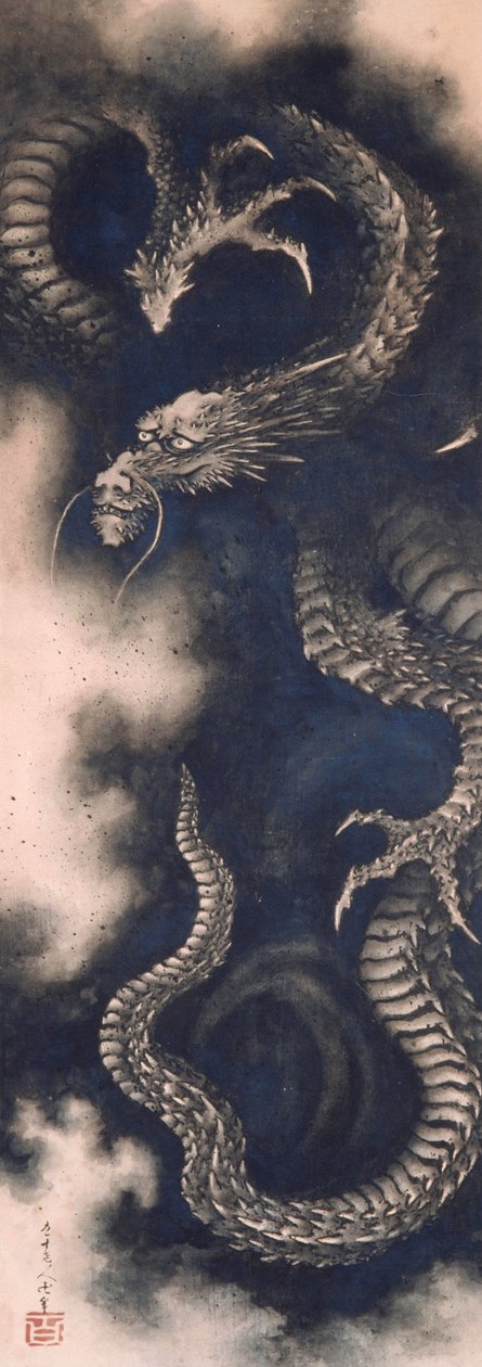 El dragón entre las nubes, 1849 de Katsushika Hokusai