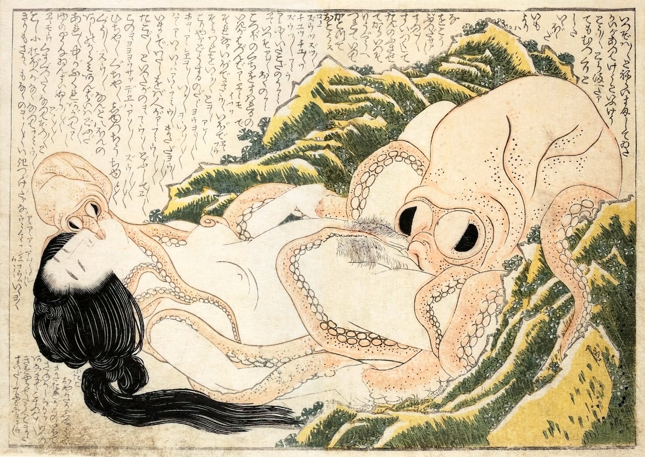 El sueño de la mujer del pescador de Katsushika Hokusai