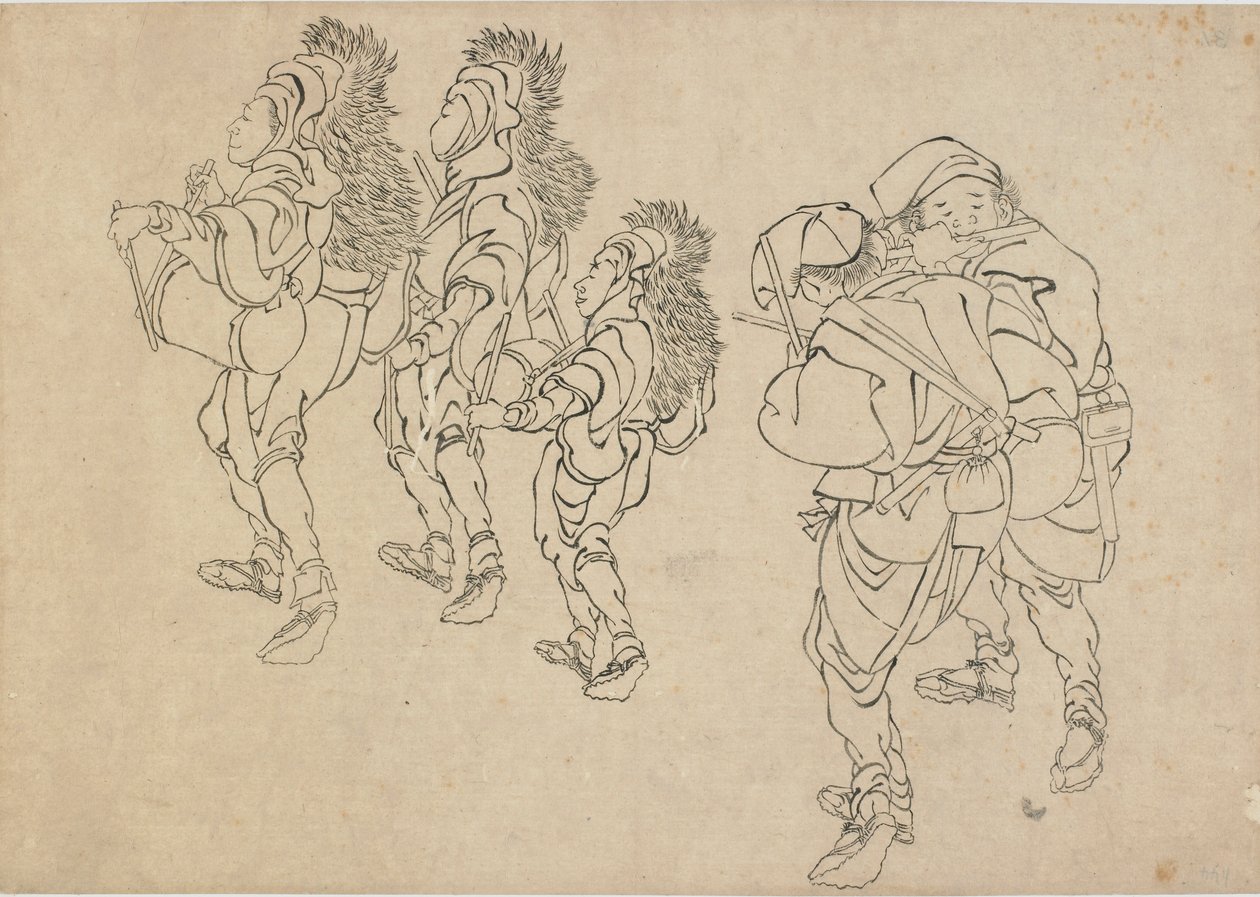 La danza del león de Katsushika Hokusai