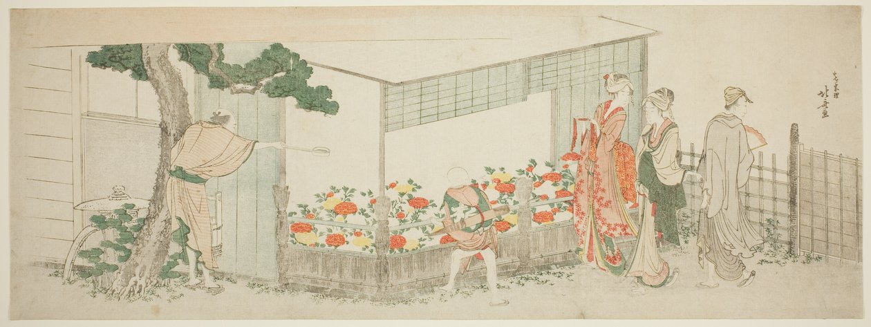 La exhibición de peonías de Katsushika Hokusai