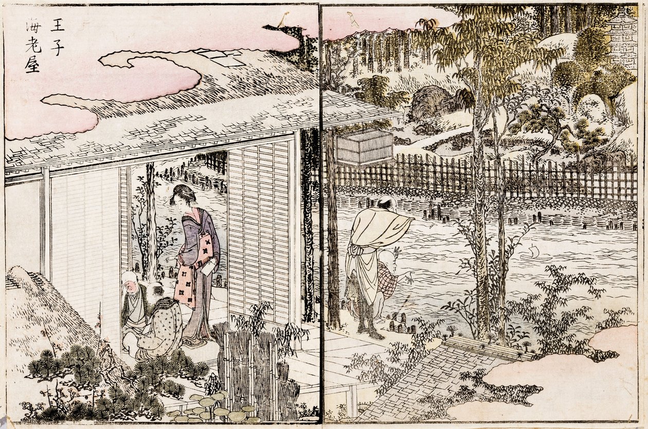 El restaurante Ebiya en Oji. De la serie Placeres en la Capital Oriental, 1802 de Katsushika Hokusai