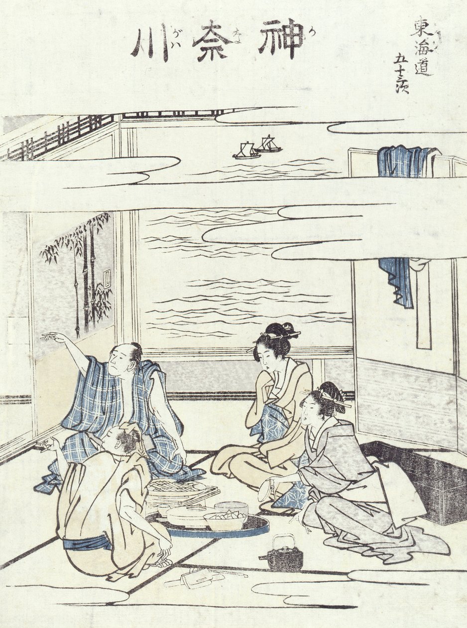 Dos parejas en un interior de Katsushika Hokusai