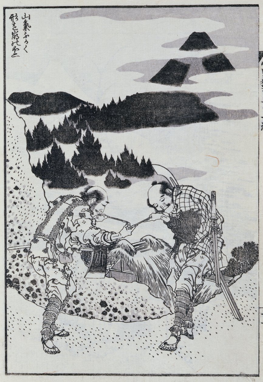 Dos hombres, de un Manga (grabado en madera a color) de Katsushika Hokusai