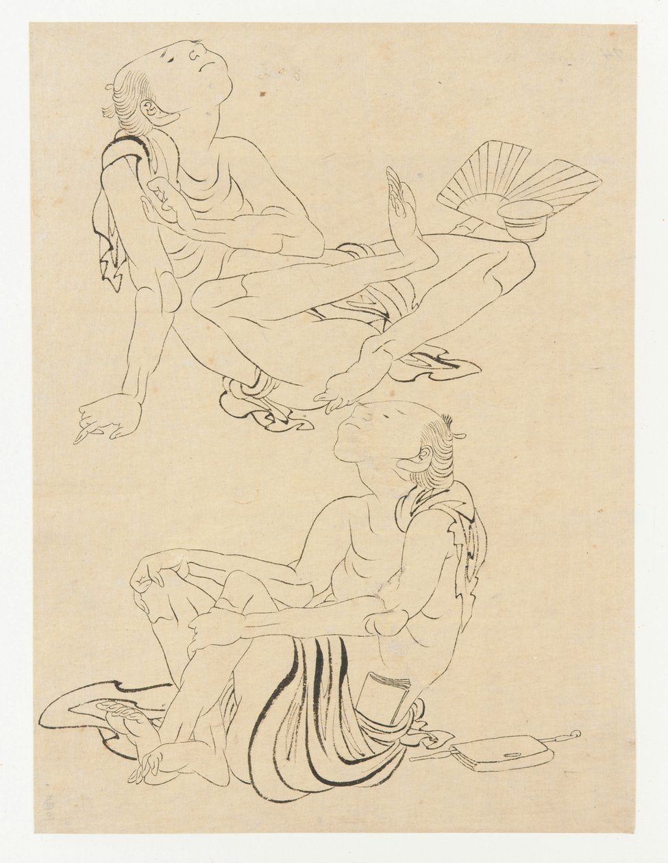 Dos hombres relajándose en verano de Katsushika Hokusai