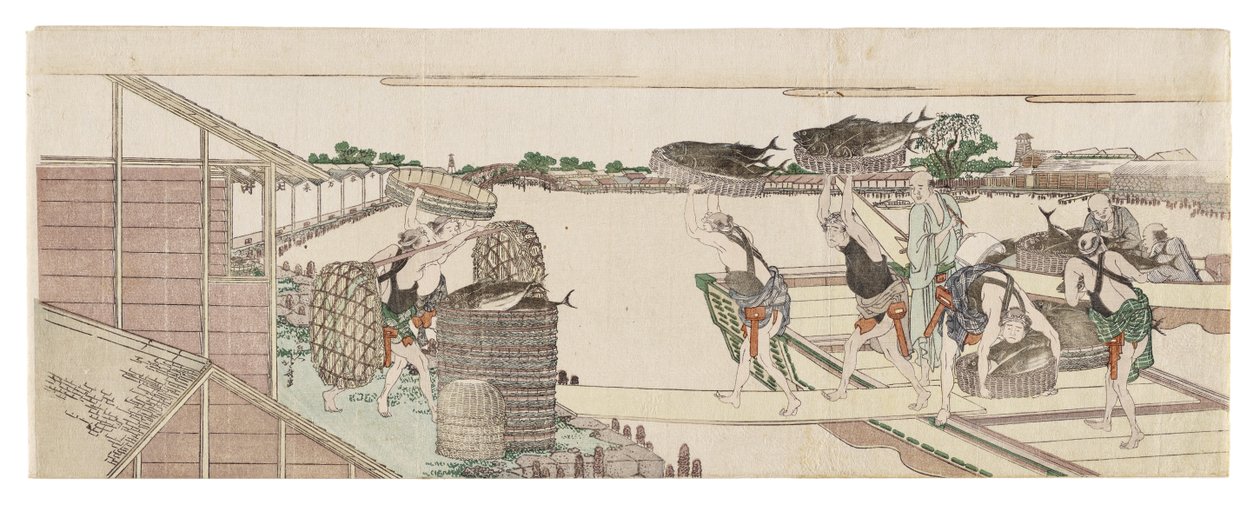 Descarga de bonito para su comercialización de Katsushika Hokusai